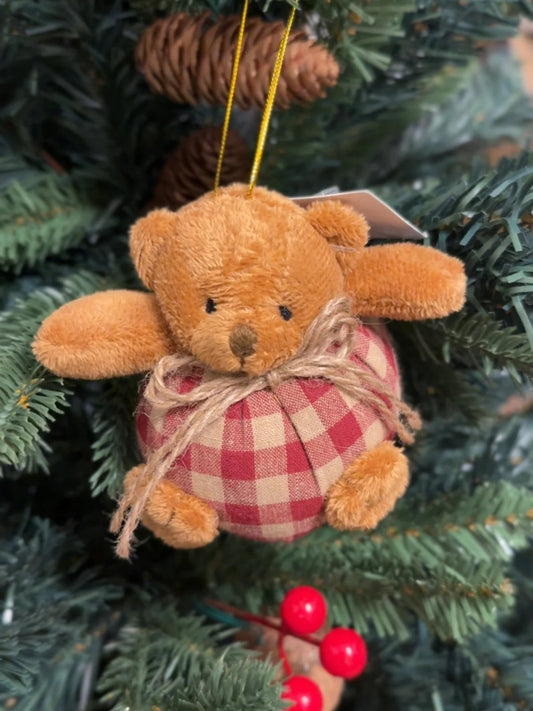 Bear Ornament - Beige/Red