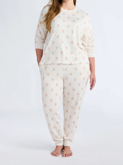 Knit Long Sleeve Top And Joggers Pajama Set