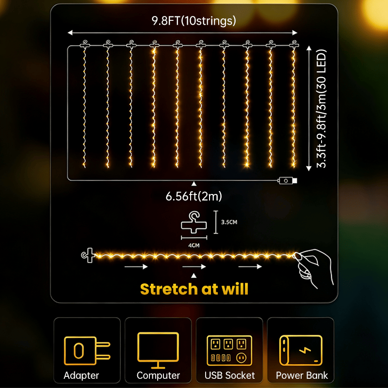 Remote-Control Led Curtain Light-9.8*9.8 FT