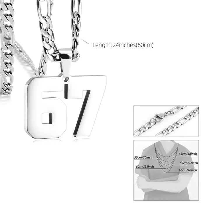 67 Number Pendant Necklace