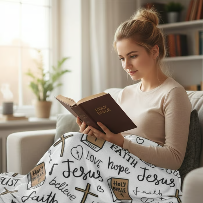 Super Soft Christian Bible Jesus Throw Blanket