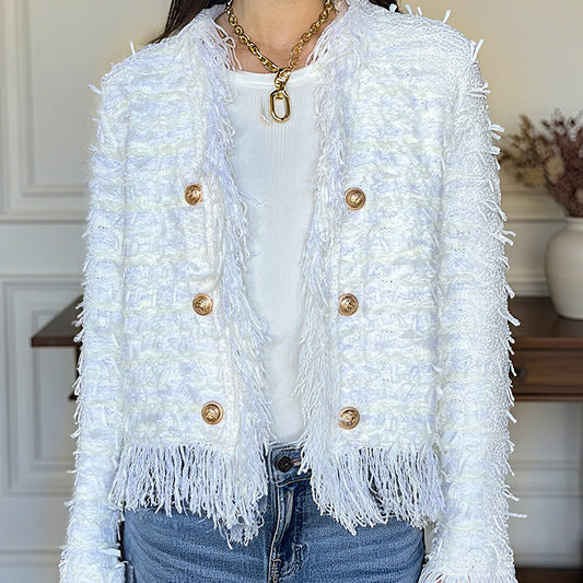 Women’s Fashion Button Tassel Short Coat