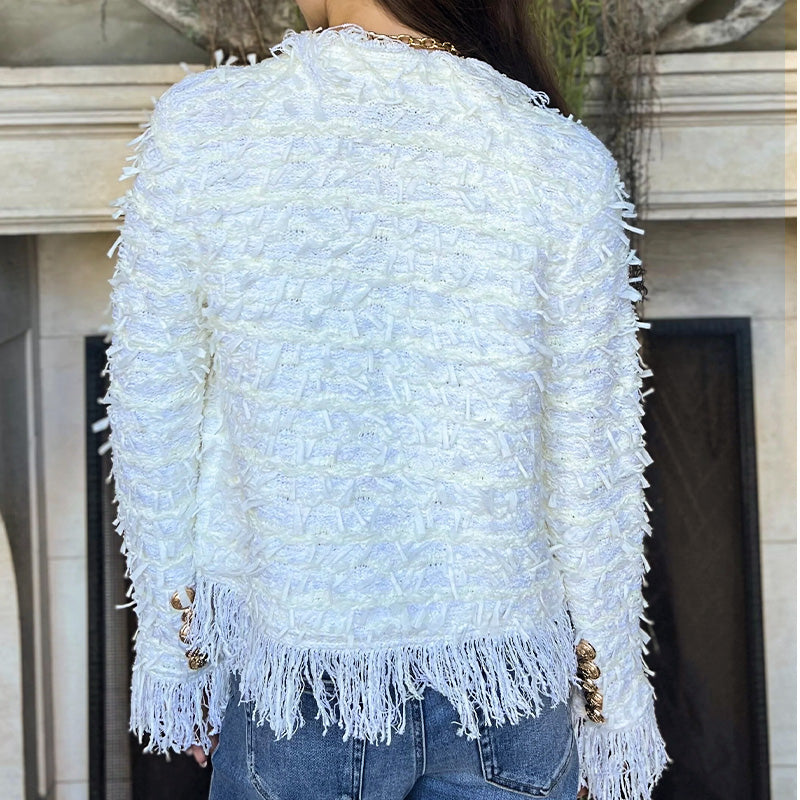 Women’s Fashion Button Tassel Short Coat