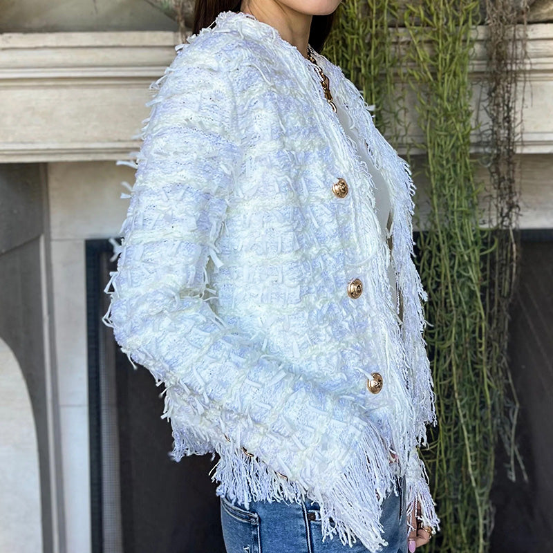 Women’s Fashion Button Tassel Short Coat