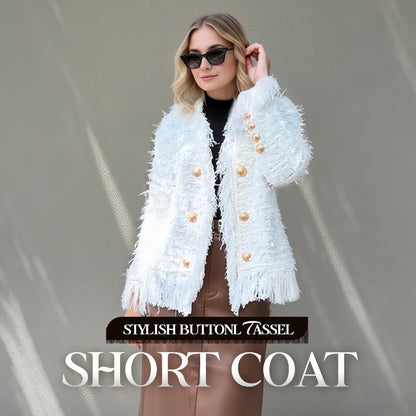 Women’s Fashion Button Tassel Short Coat