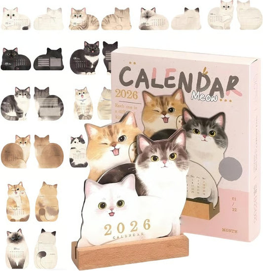 2026 Cute Cats And Dogs Monthly Desk Calendar