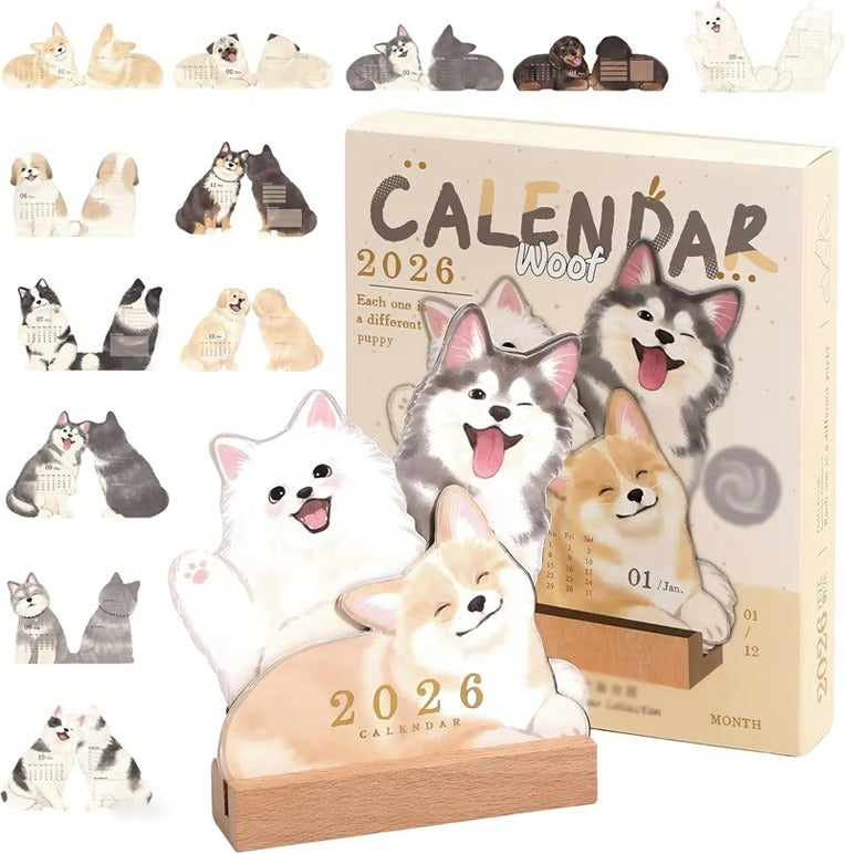 2026 Cute Cats And Dogs Monthly Desk Calendar