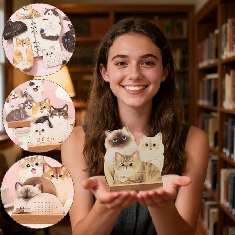 2026 Cute Cats And Dogs Monthly Desk Calendar