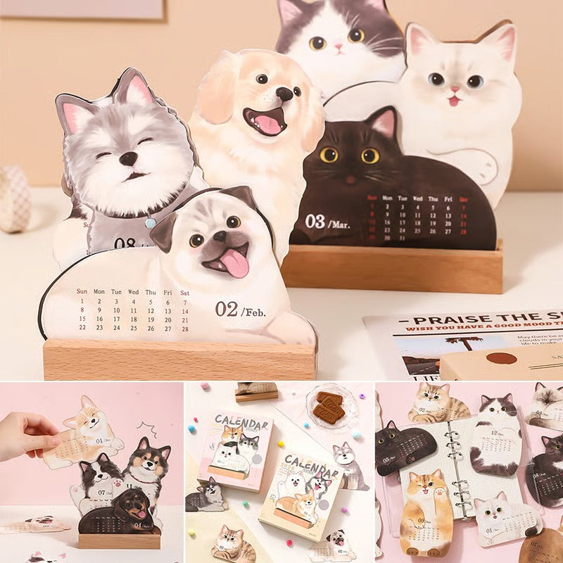 2026 Cute Cats And Dogs Monthly Desk Calendar