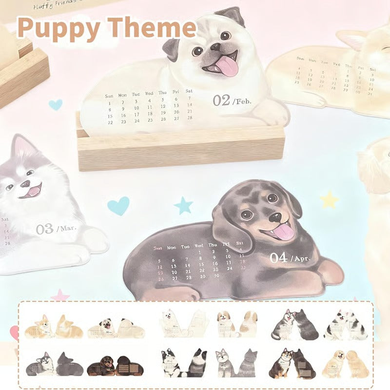 2026 Cute Cats And Dogs Monthly Desk Calendar