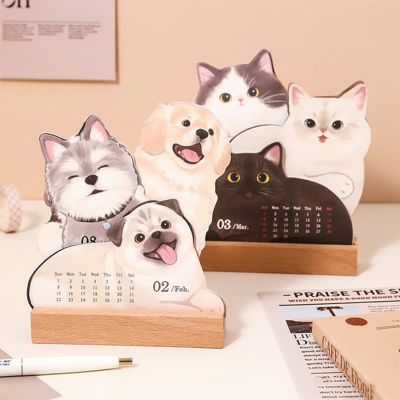 2026 Cute Cats And Dogs Monthly Desk Calendar
