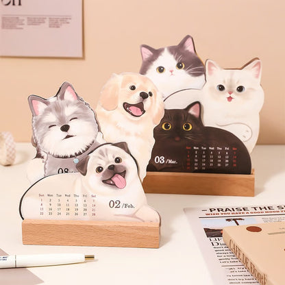 2026 Cute Cats And Dogs Monthly Desk Calendar