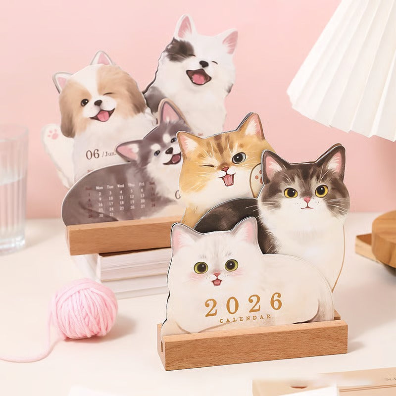 2026 Cute Cats And Dogs Monthly Desk Calendar
