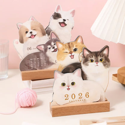 2026 Cute Cats And Dogs Monthly Desk Calendar