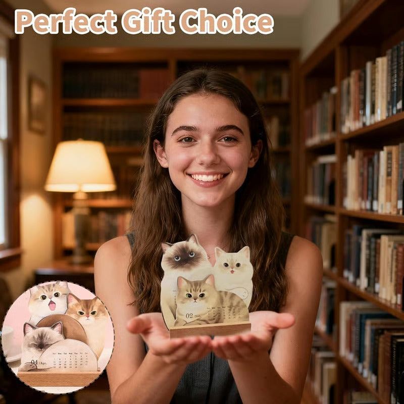 2026 Cute Cats And Dogs Monthly Desk Calendar