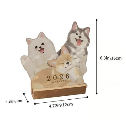 2026 Cute Cats And Dogs Monthly Desk Calendar