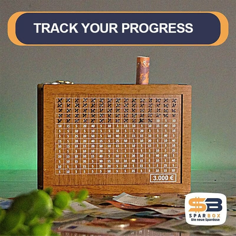 Wooden Money Box With Engraved Figures