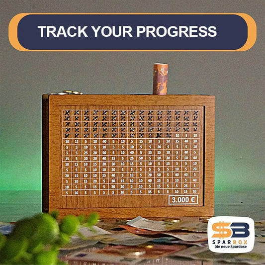 Wooden Money Box With Engraved Figures