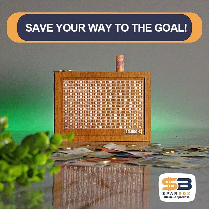 Wooden Money Box With Engraved Figures