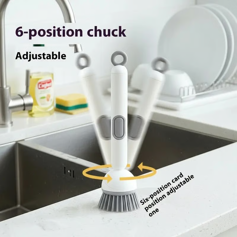 6-in-1 Rotatable Dish Brush With Detergent Dispenser