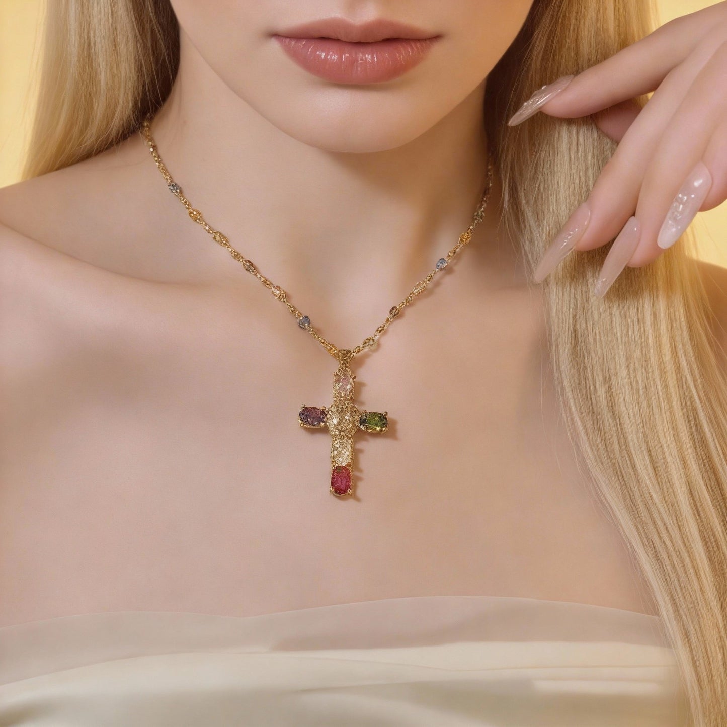 Colorful Cross Pendant Necklace
