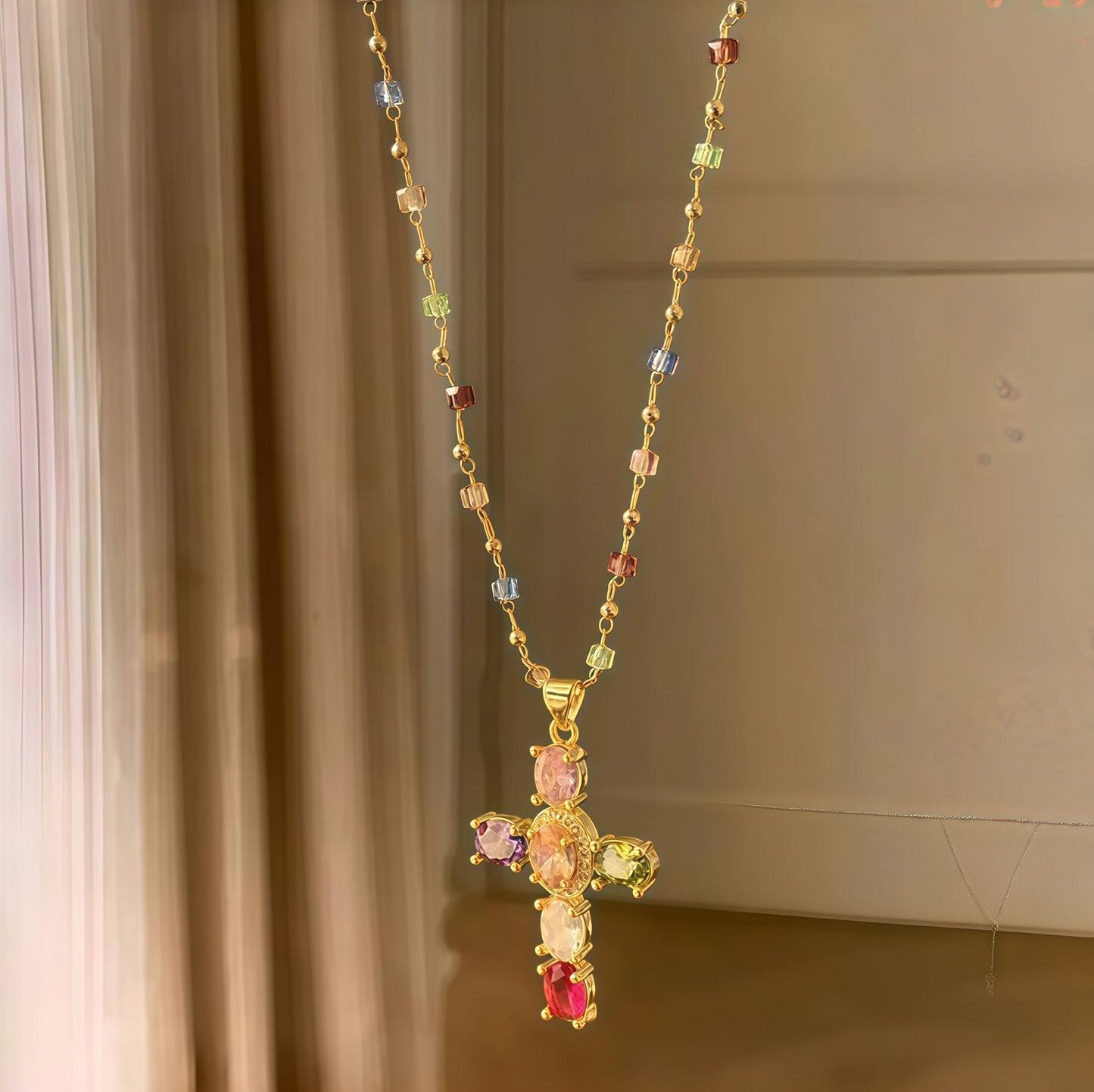 Colorful Cross Pendant Necklace