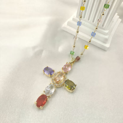 Colorful Cross Pendant Necklace
