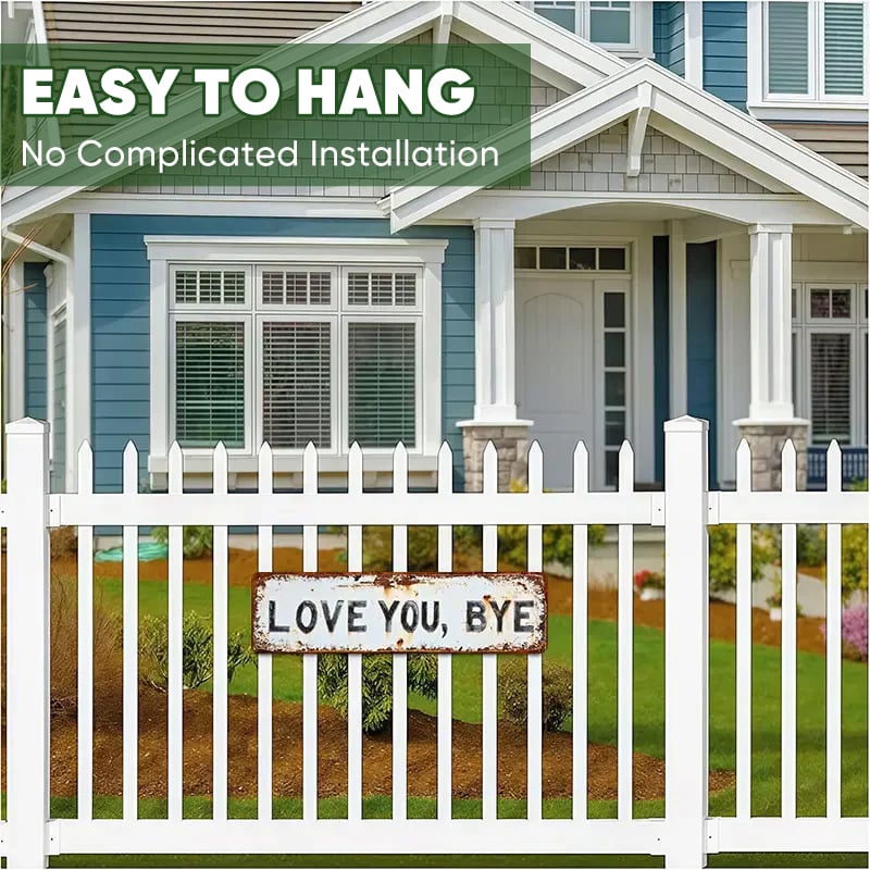 Vintage "Love You, Bye" Metal Wall Sign