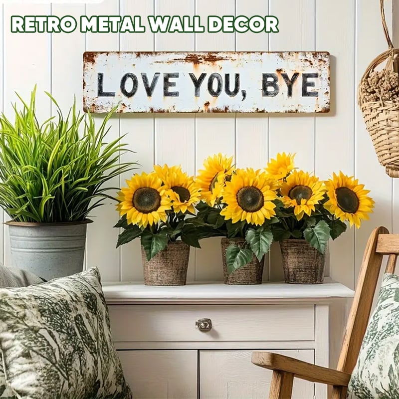 Vintage "Love You, Bye" Metal Wall Sign