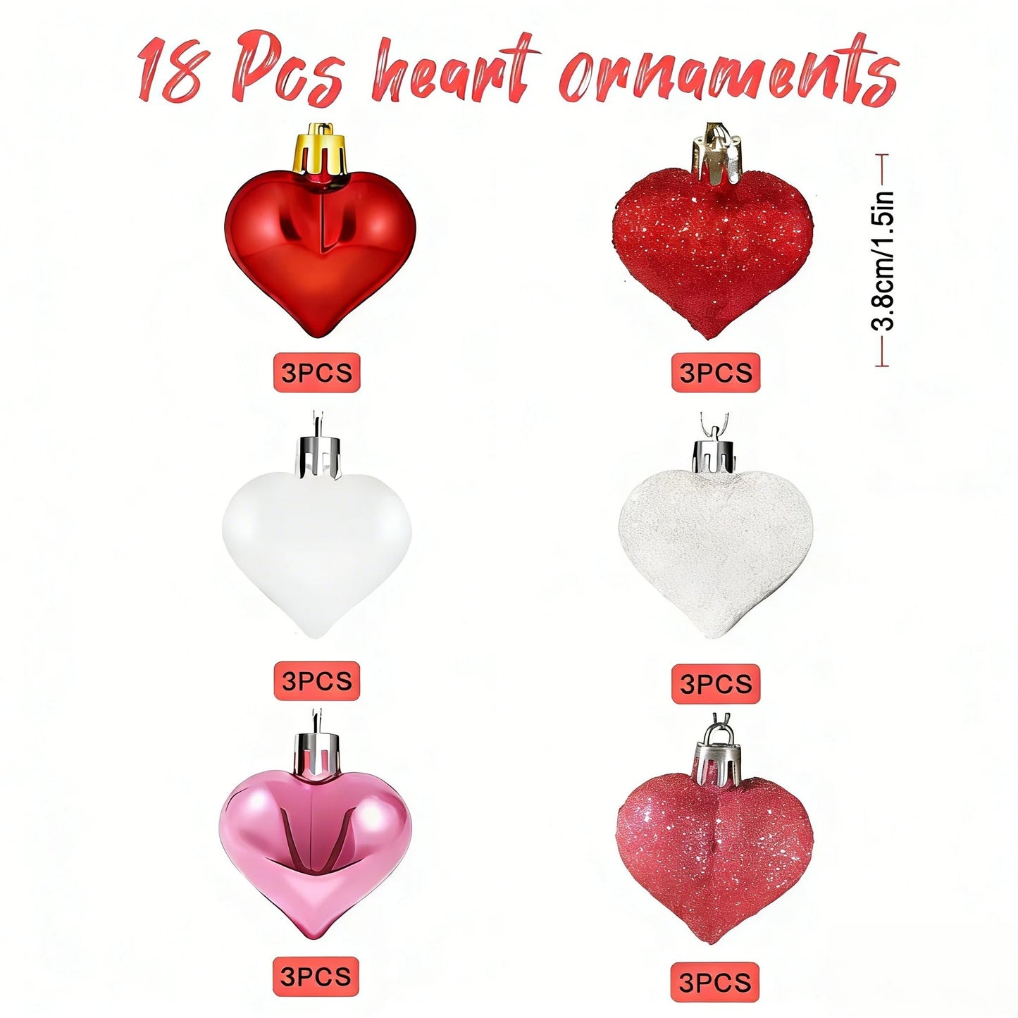 LED Tabletop Birch Tree With 18 Heart Ornaments